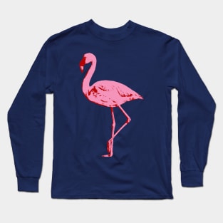 Elegant Flamingo in Bright Pink with Accents of Red Long Sleeve T-Shirt